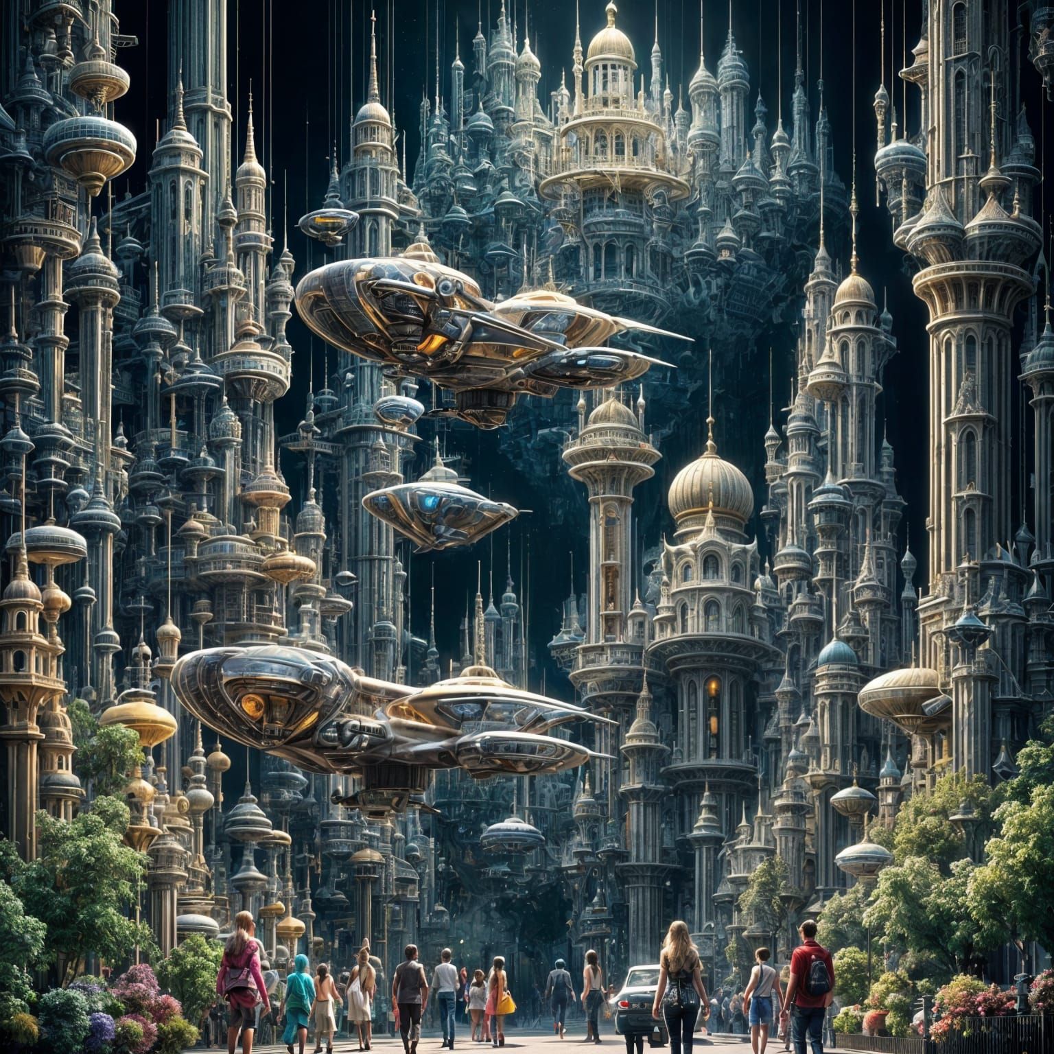 Futuristic London 2100: Flying Cars Amidst Historic & Modern...