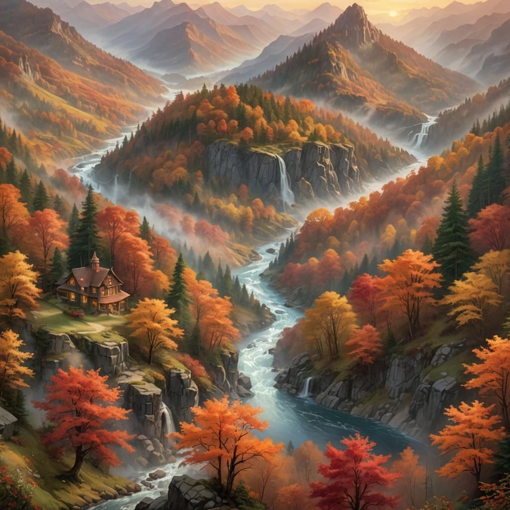 Ethereal Autumn Landscape in Fauvist Style