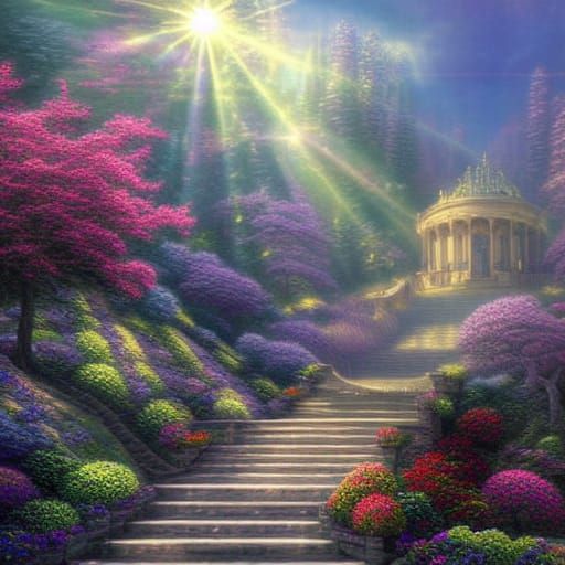 Ethereal Staircase to Heaven in Digital Painting
