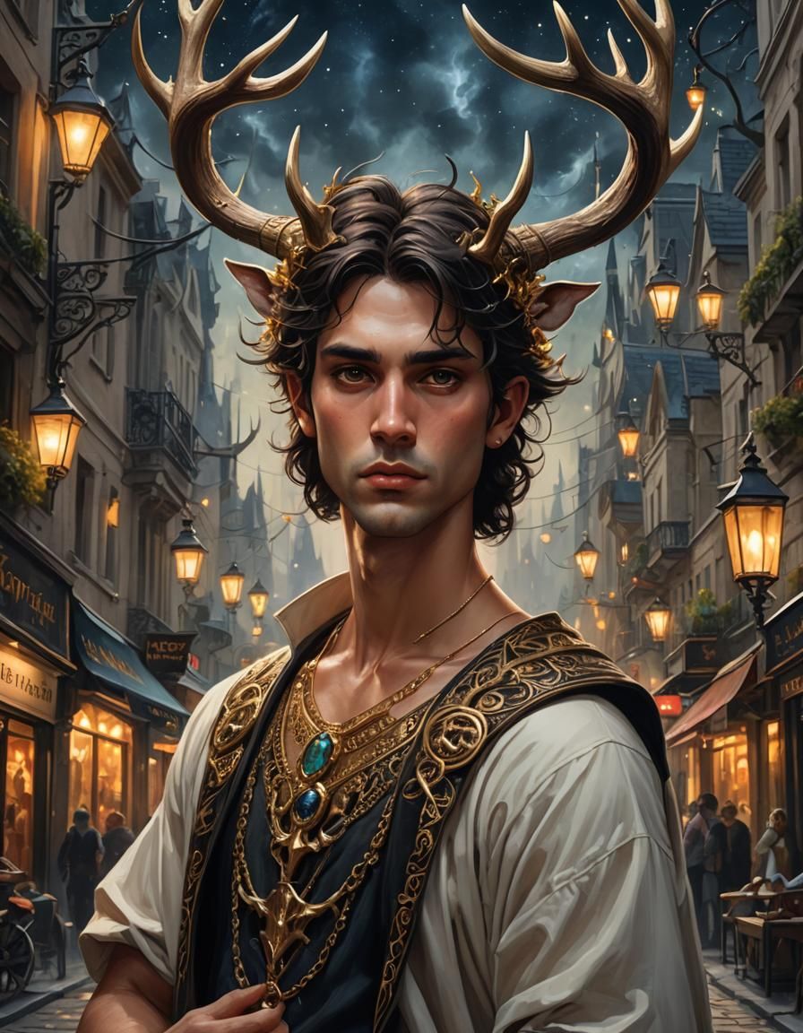 Fantasy Portrait: Hybrid Angel-Demon Lost in Thought