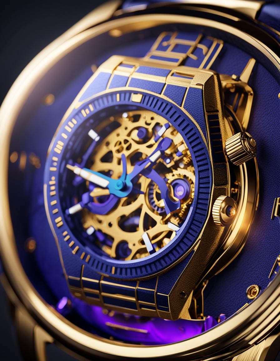 Satin Luxury Watch with Fantasy Etchings