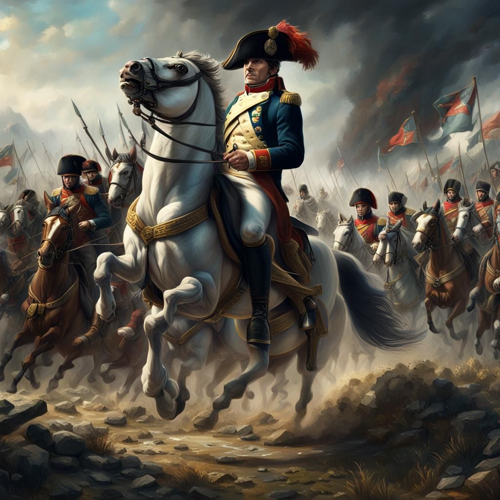 Napoleon Leads Army Charge in Detailed Matte Painting