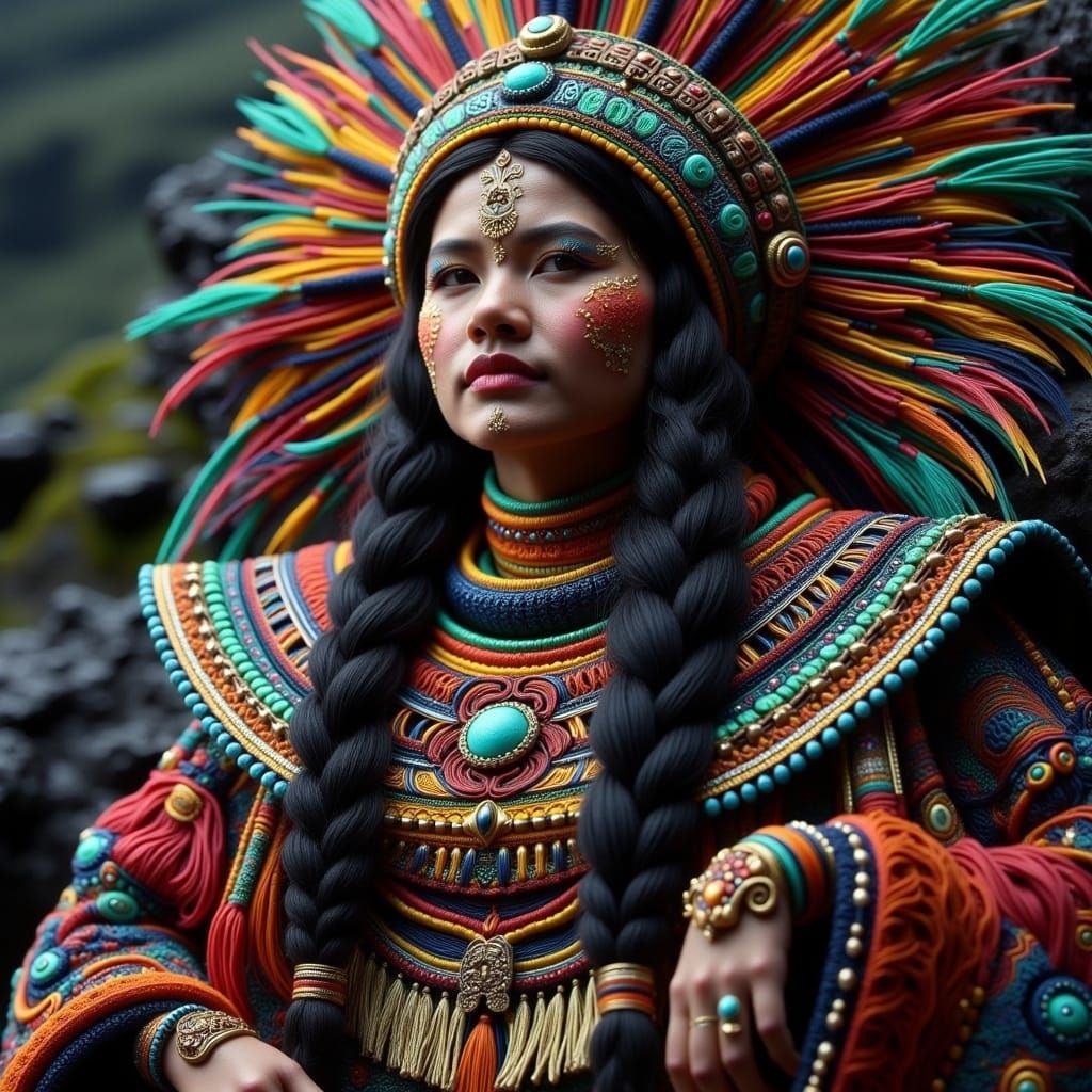A Wise Inca Priest in Traditional Attire, Fine-Art Photograp...