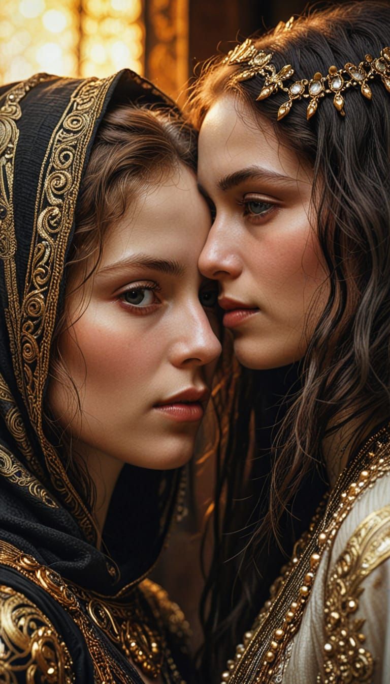 Elegant Fantasy Portrait in Jugendstil Style