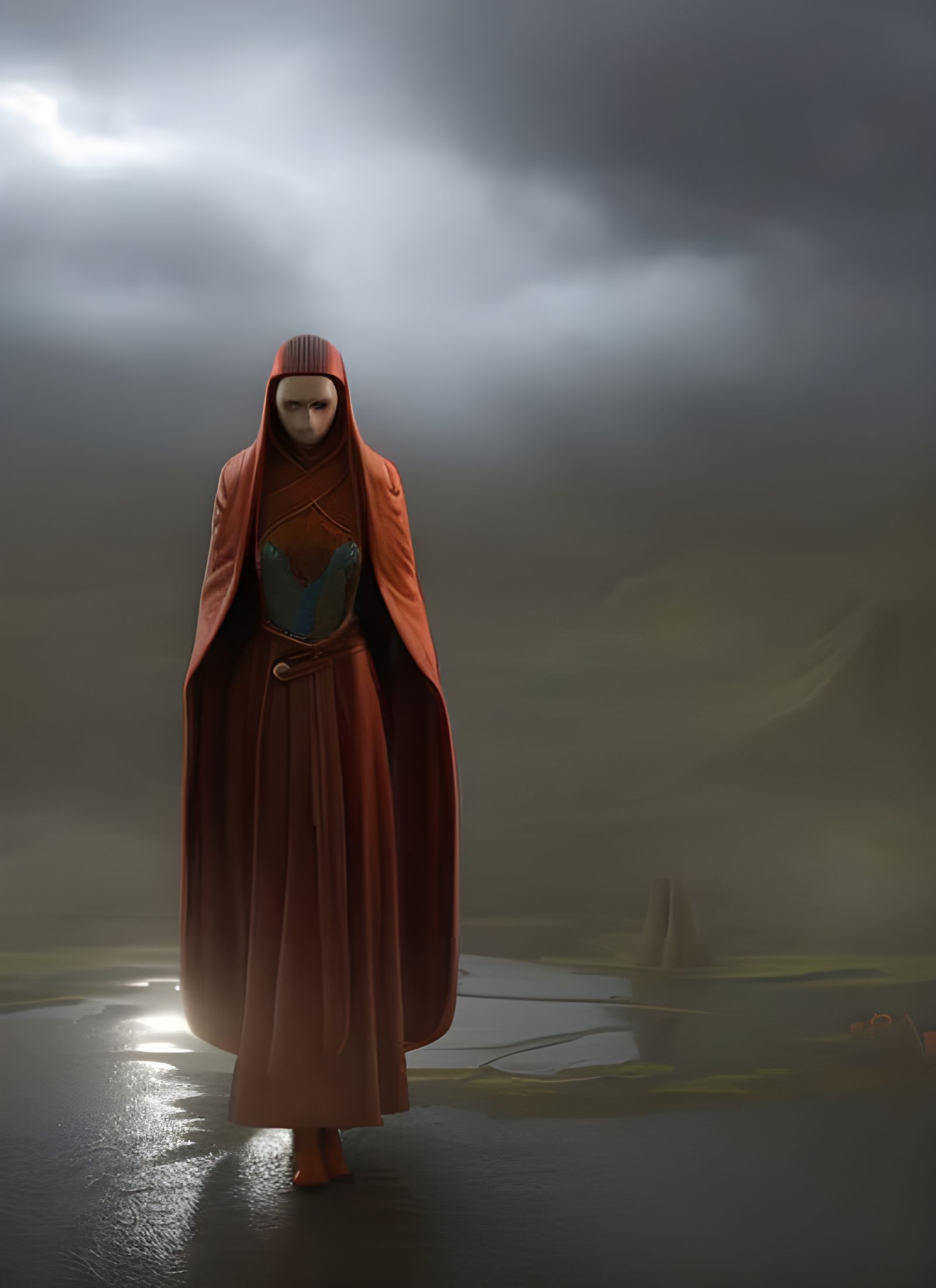 Sad Kitsune Portrait in Renaissance Steampunk Style