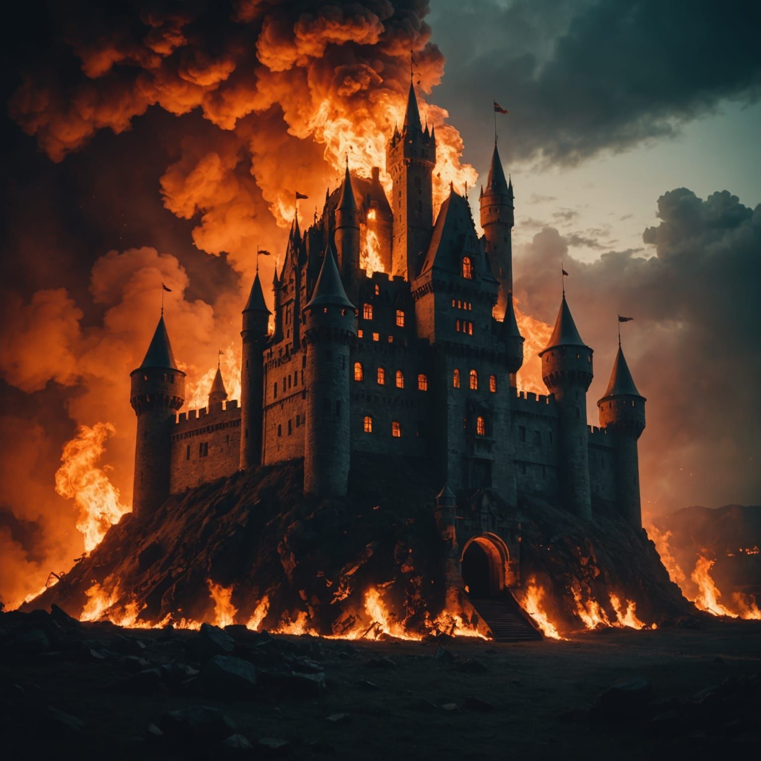 Epic Fire Castle Cinematic Film Still