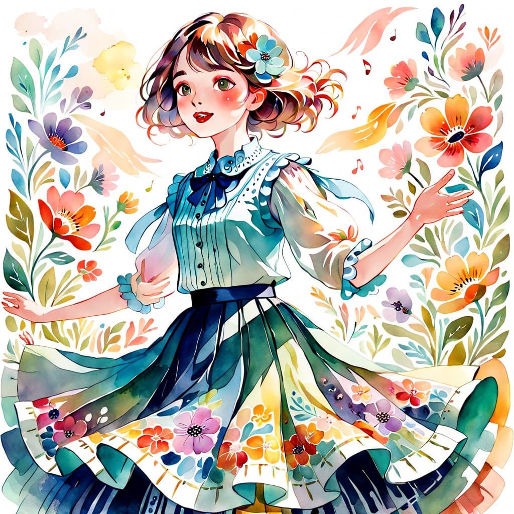 Singing Skirt in Watercolor Style