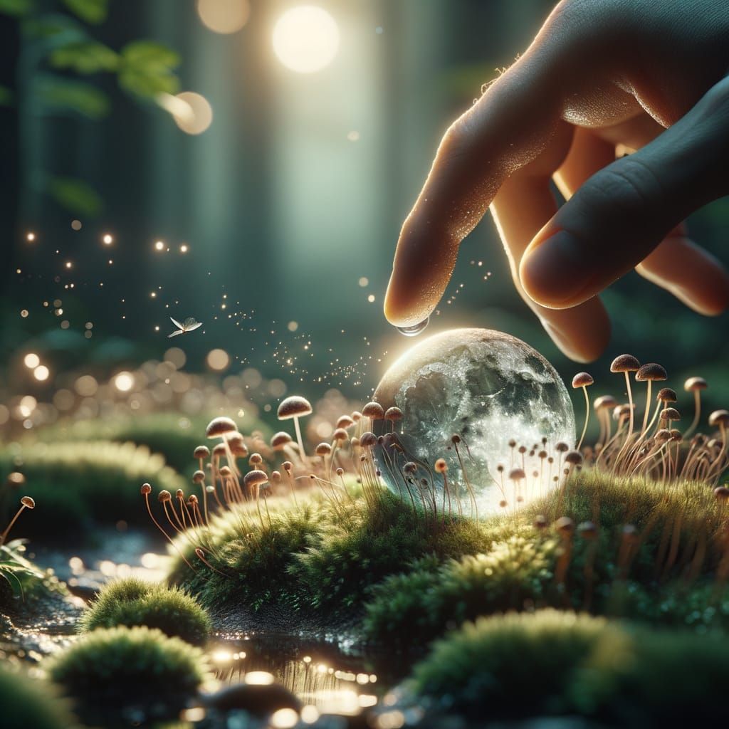 Serene Forest Floor Under Glowing Moonlight