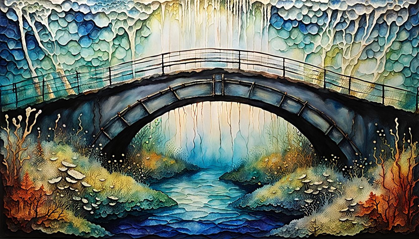 Encaustic Art: Mycelial Bridge Over the Abyss