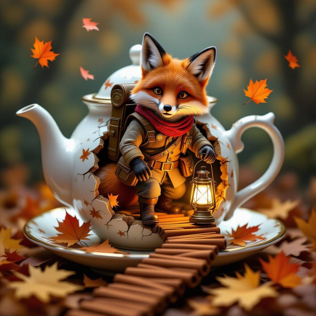 Fox Explorer in Teapot World, Dutch Still Life Style