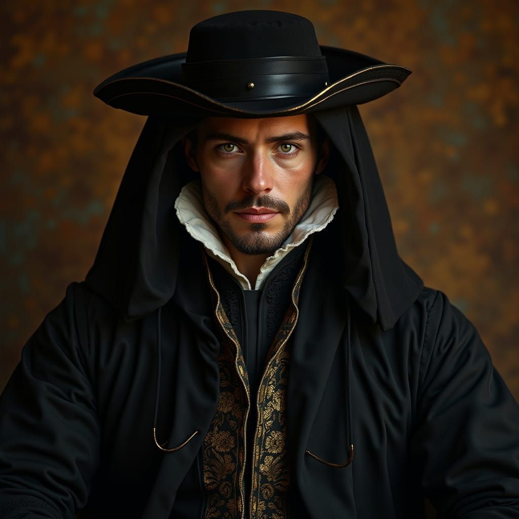 Enigmatic Male Portrait in Triadic Color Scheme