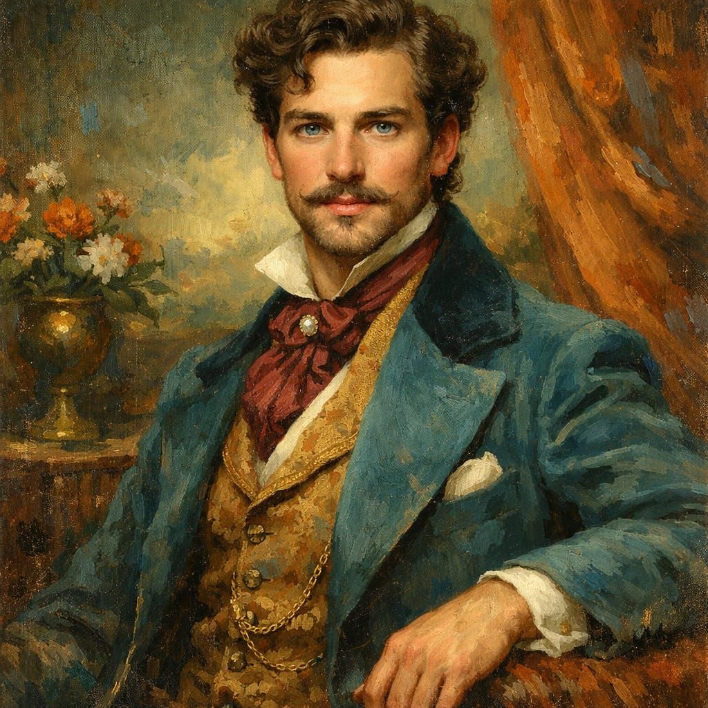 Handsome Victorian Gentleman in Painterly Realism
