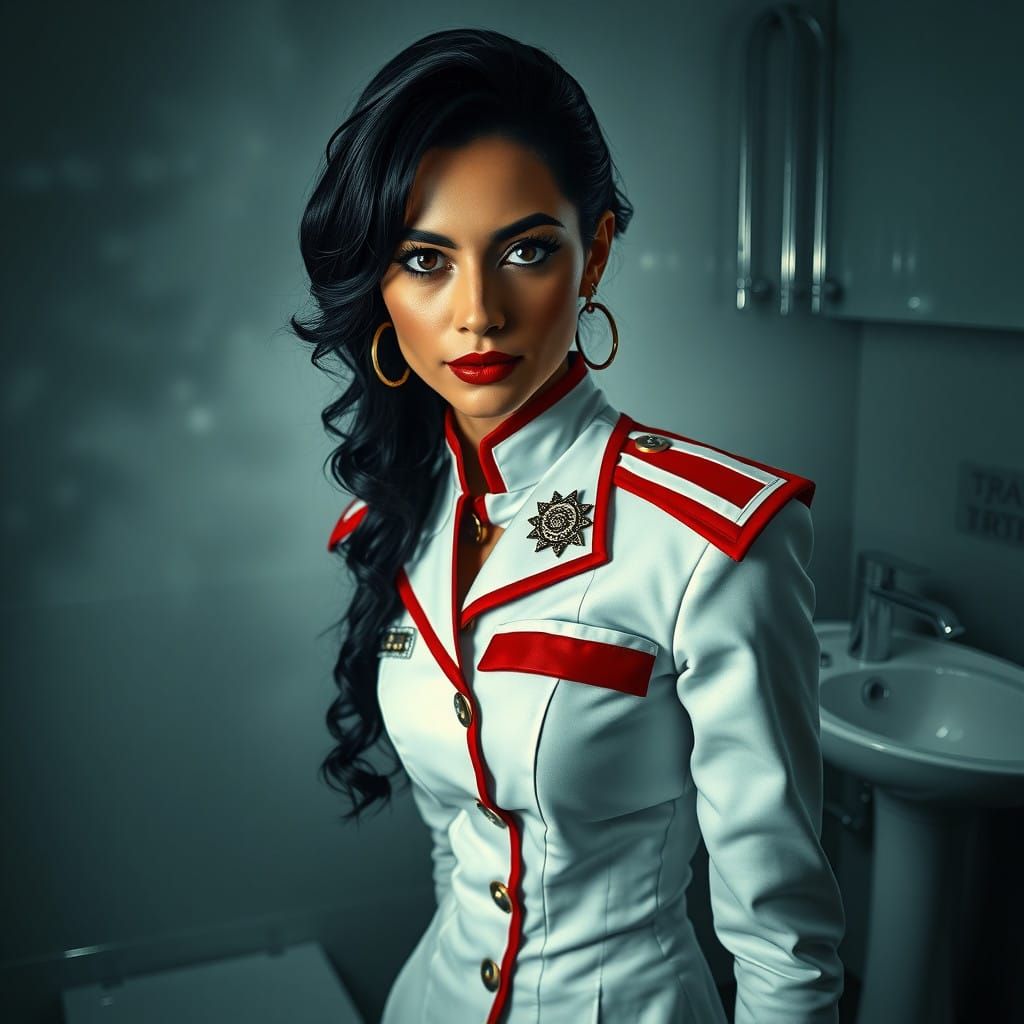 Ethereal Egyptian Policewoman in Gothic Revival Noir
