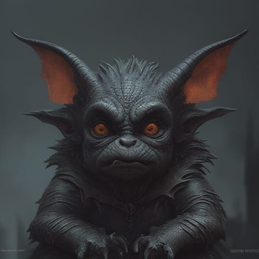 Cute Gargoyle Imp in Gothic Oil Painting Style