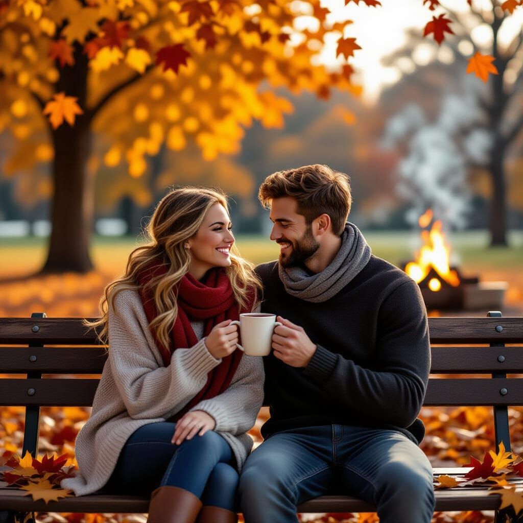 Cozy Couple Enjoying Autumn Twilight