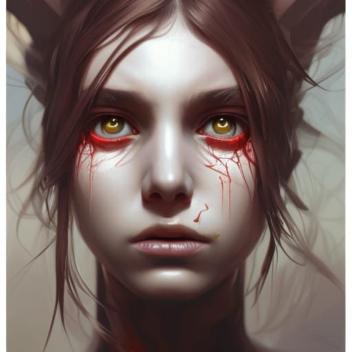 Demonic Teenage Girl Portrait in Artgerm Style