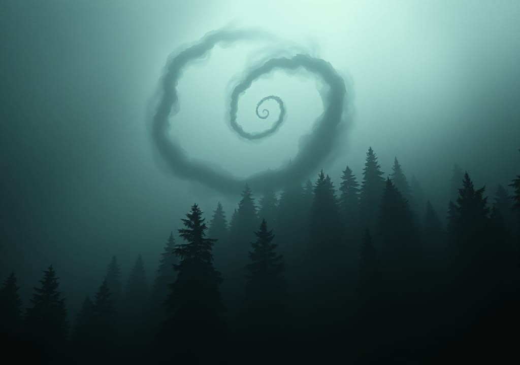 Spiral Mist Above Dark Forest, Dungeon Synth Art