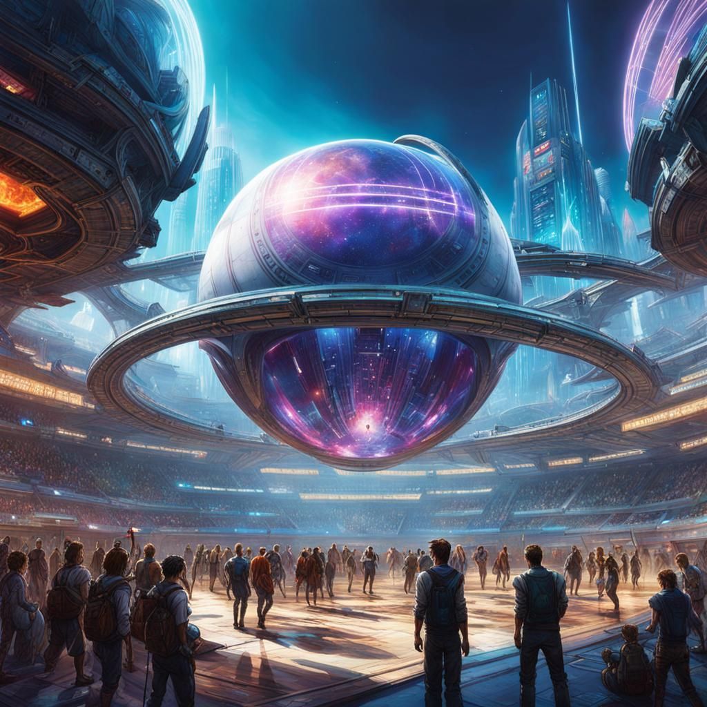 Futuristic Alien Blitzball Game in Digital Illustration