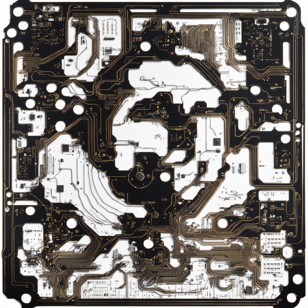 Golden Circuits and Copper Traces Electronic Components