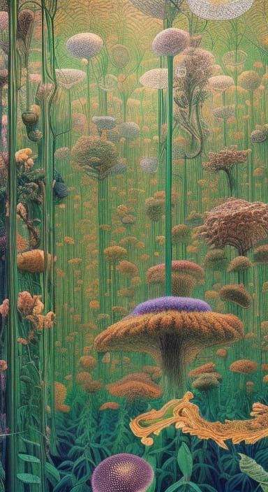 Surreal Stargazing Platform Trapped in Mycelium Network