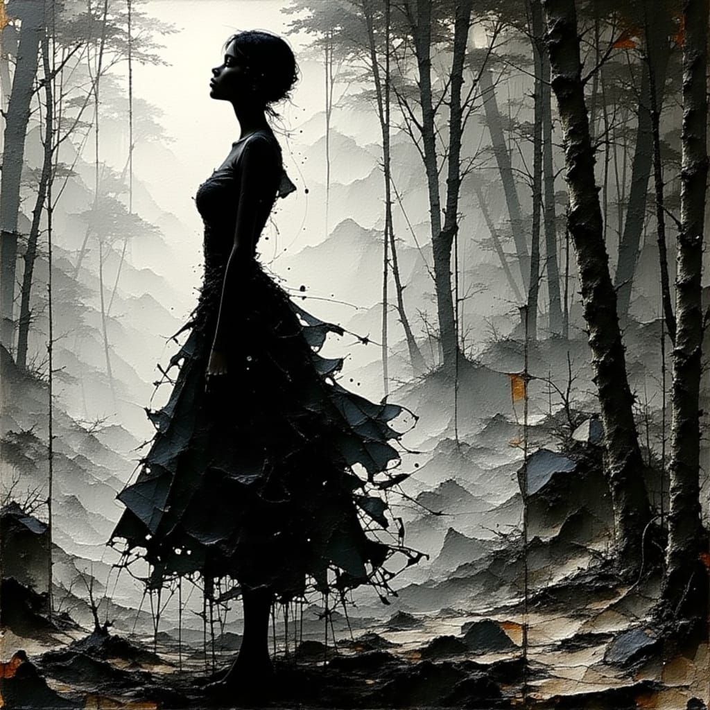 Paper Collage Portrait in Black and White