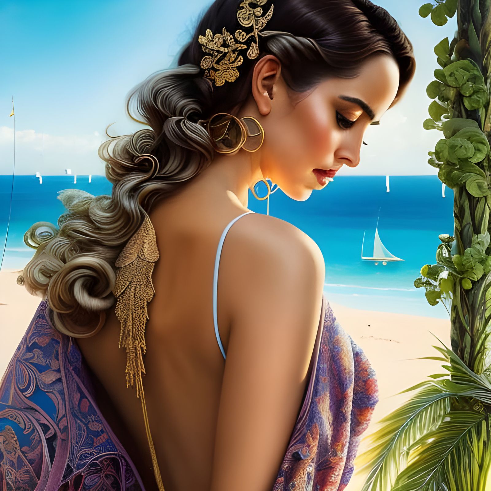 Ana de Armas in Rococo Style Swimsuit