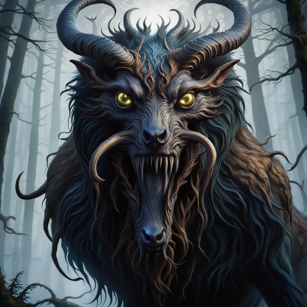 Eldritch Wendigo: A Gothic Horror Art Piece