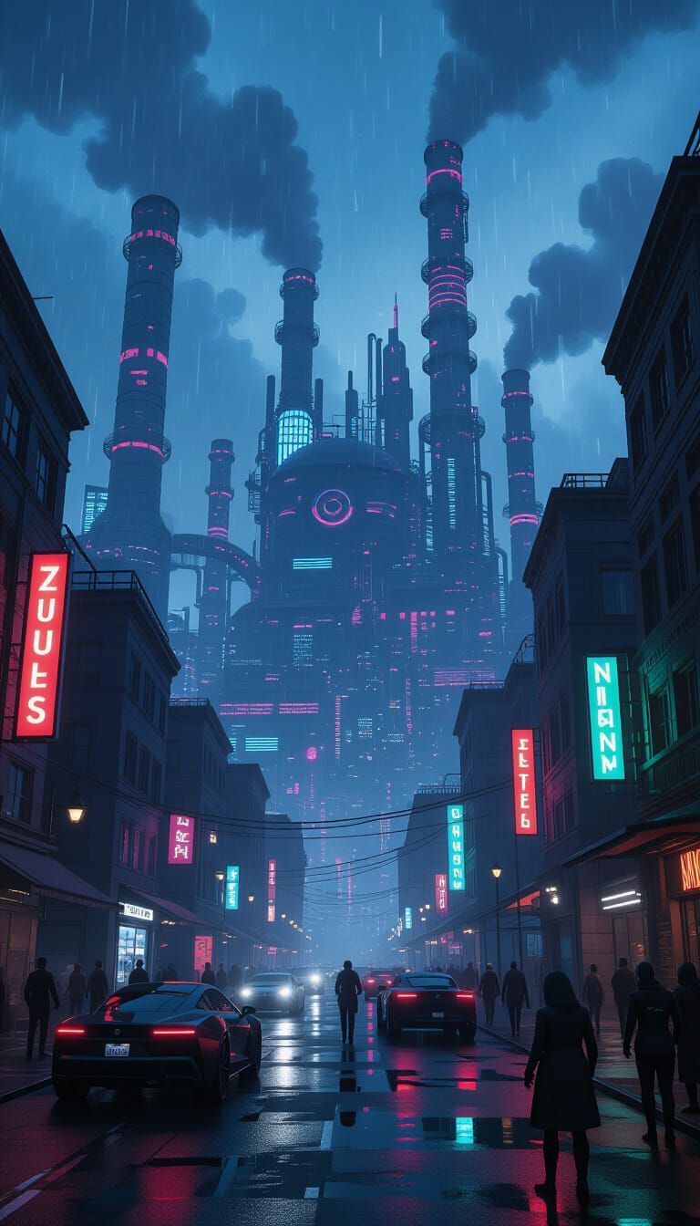 Arcane Style Cyberpunk City Battle with Robots and Rebels