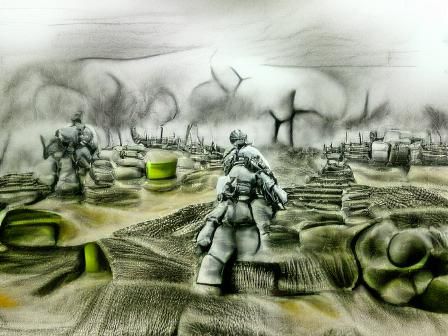 Desolate Chemical Battlefield: Charcoal and Ink Sketch