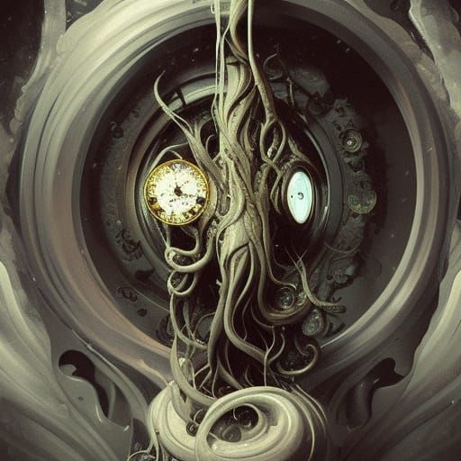 Surreal Father Time with Melting Clock, Digital Art