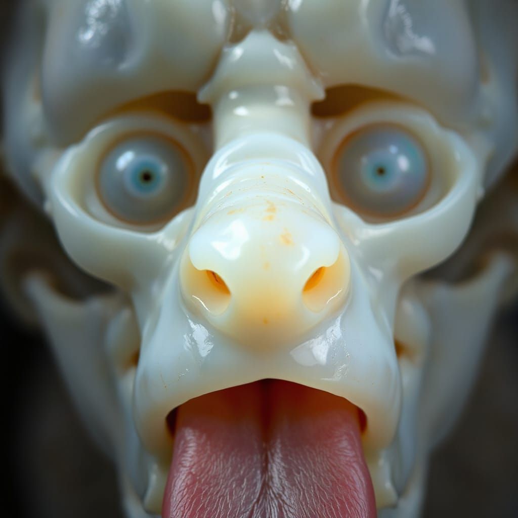 Selenite Eyes and Tongue Macro Shot