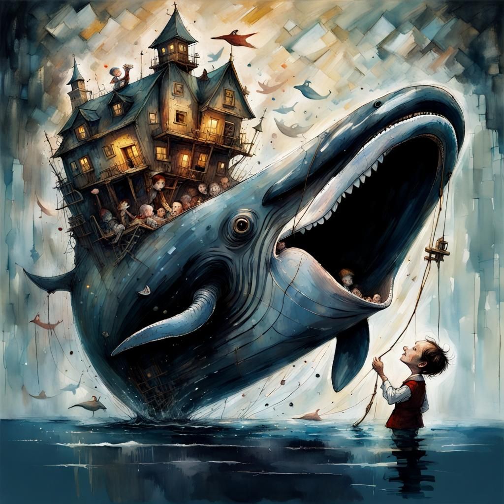 Pinocchio's Perilous Plunge: A Dark Fantasy Collage