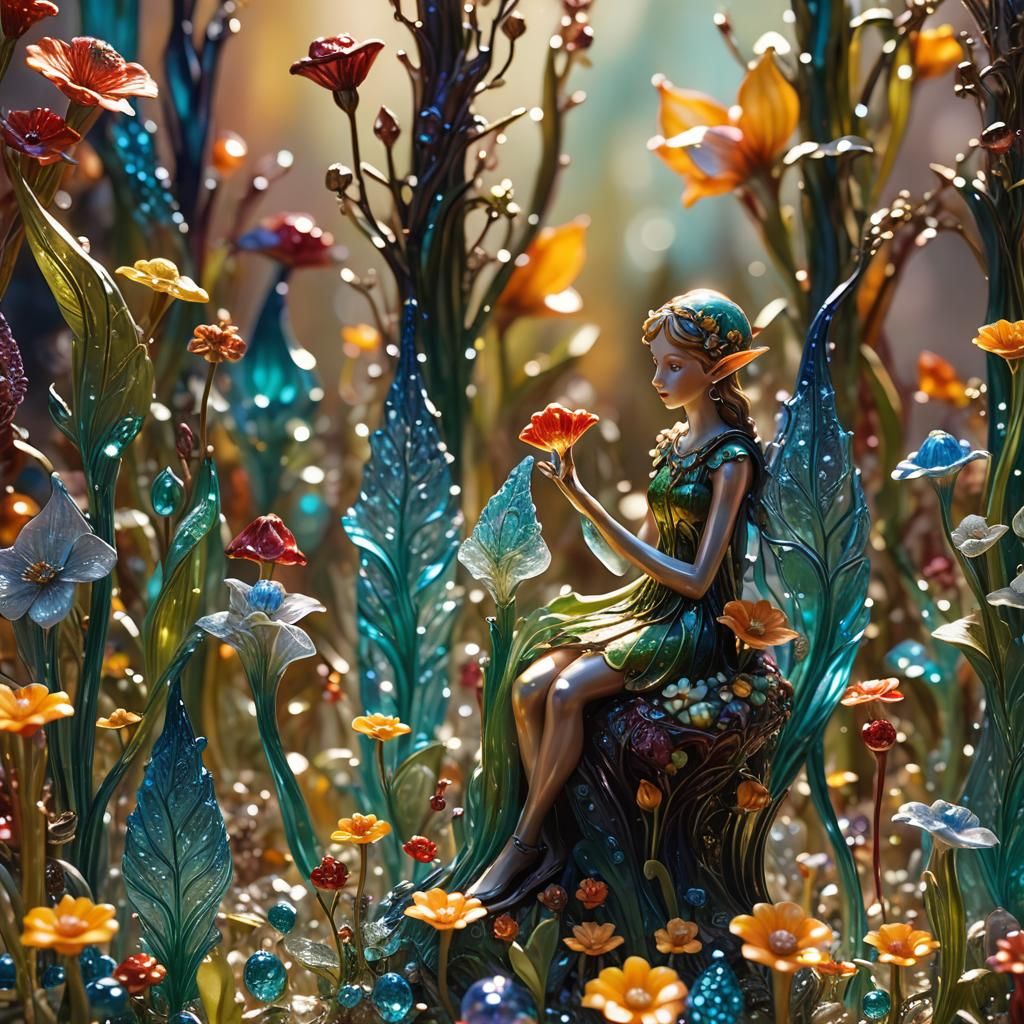 Enameled Glass Figurines in Art Nouveau Style