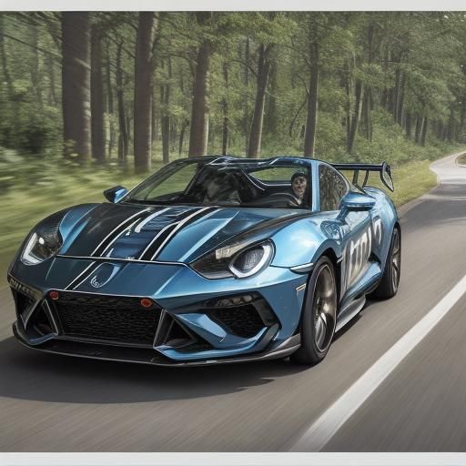 Futuristic Supercar Art Inspired by Renaissance and Pop Art