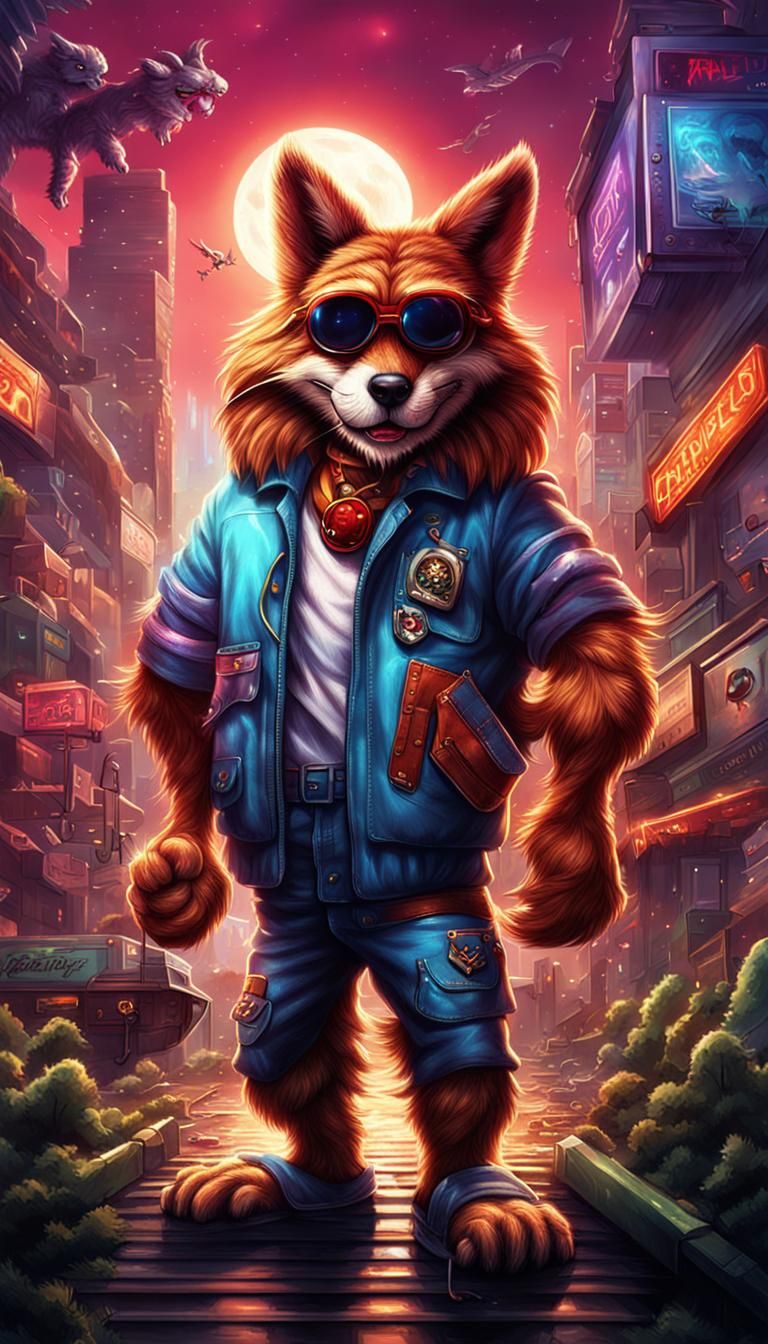 Furry Character in 80's Pixel Art Style