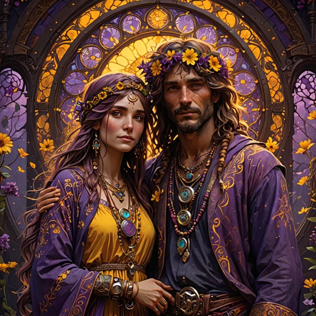 Hippy Couple in Love: Dark Fantasy Concept Art