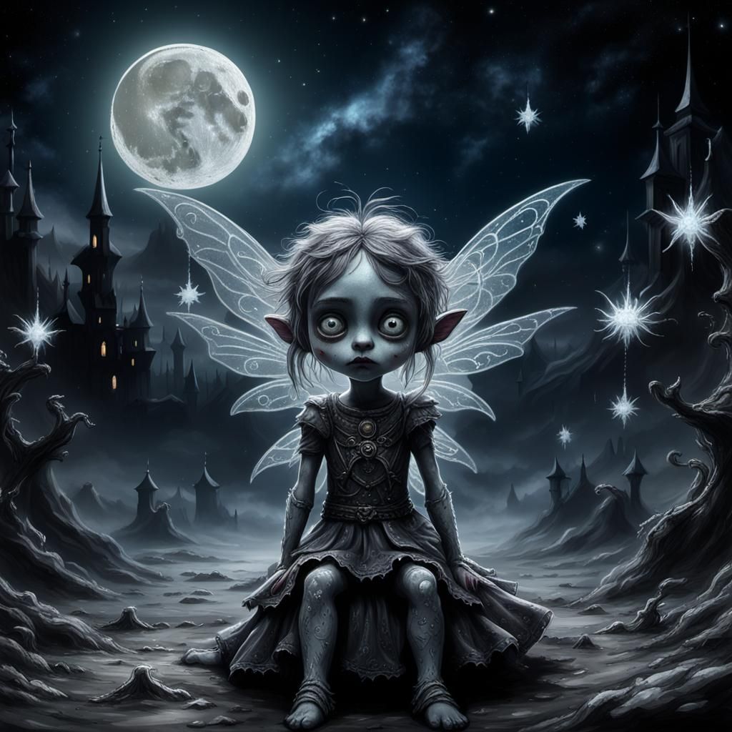 Evil Fairy in Chalk Art Style