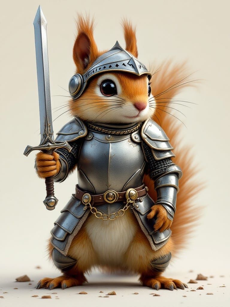 Squirrel Knight in Medieval Armor