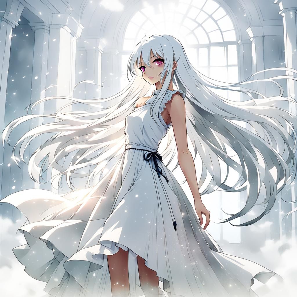 Ethereal Girl Dissolving into Mist: Anime Style