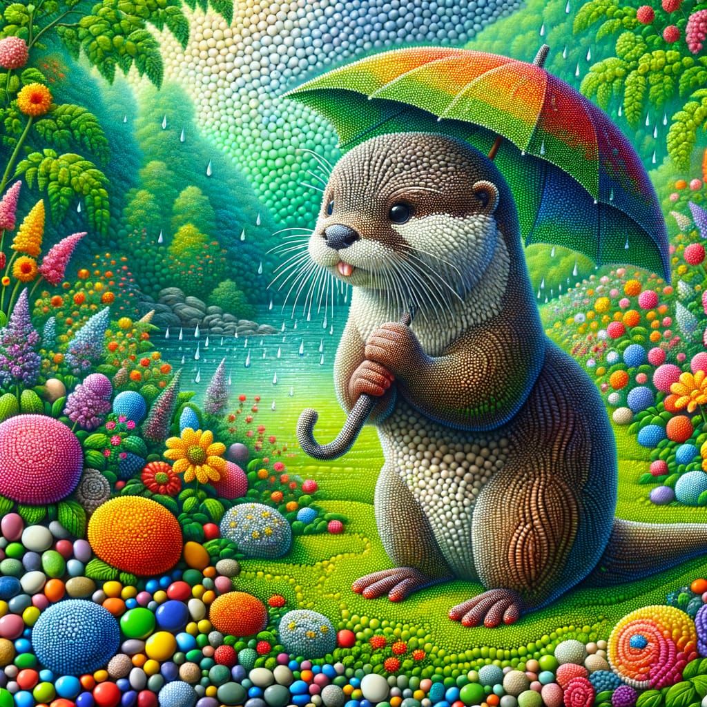 Otter made of pebbles