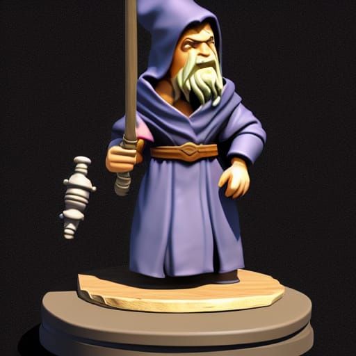 Detailed Wizard Miniature for Tabletop Game