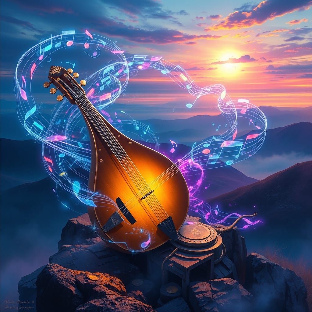 Ethereal Catalan Music Album Cover: Hyper-Realistic Instrume...