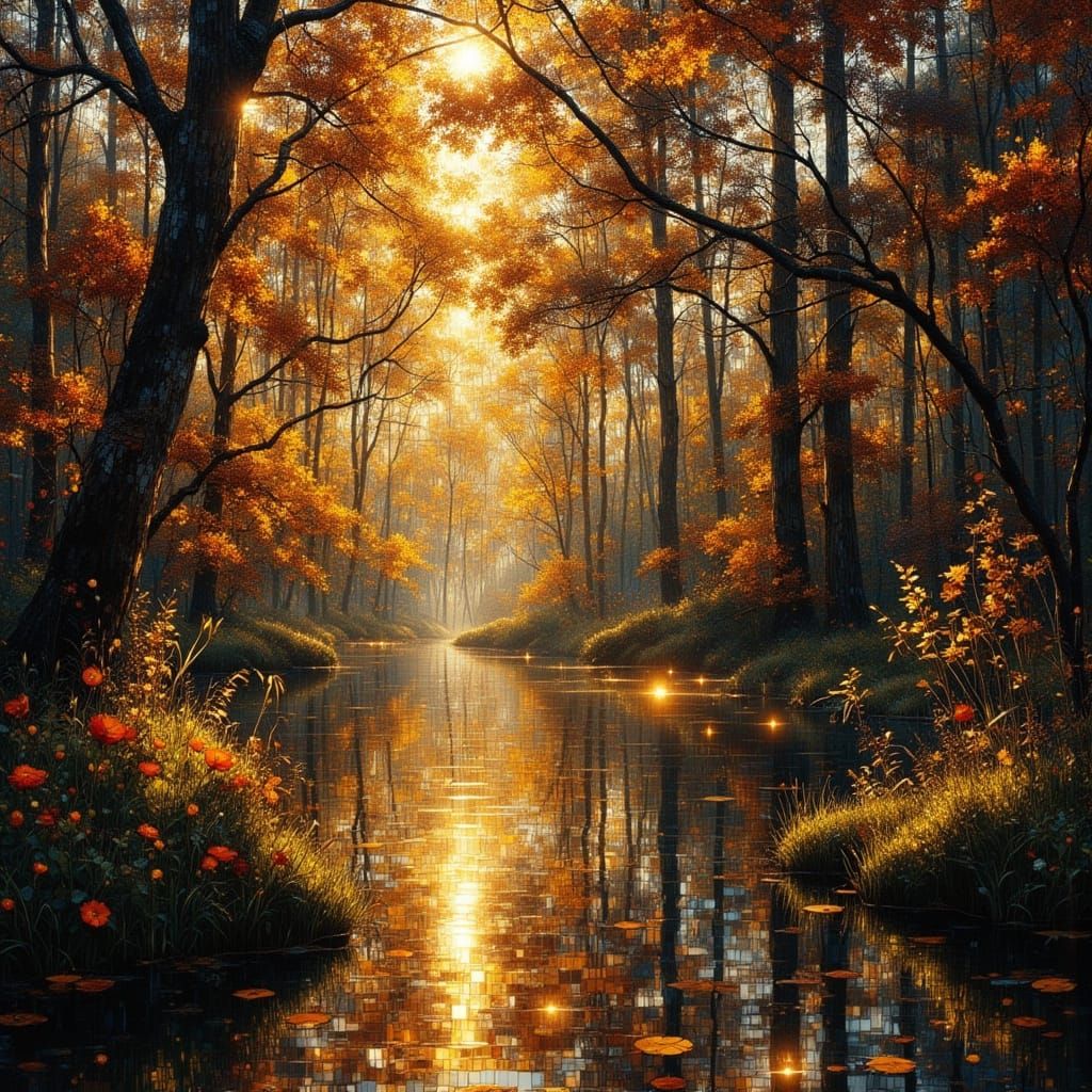 Luminous Mosaic Art with Magical Lighting