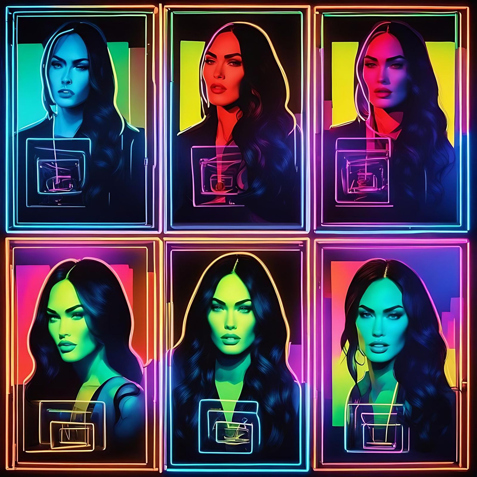 Megan Fox in Neon Pop Art Panels