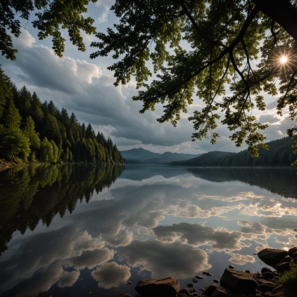 Misty Lake Shore at Dawn