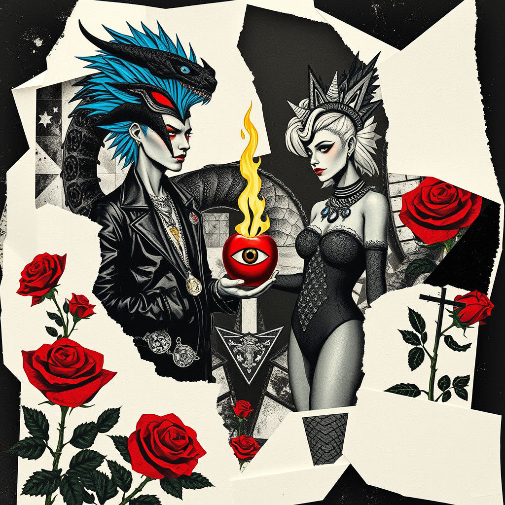 Quetzalcoatl in Dada Garden with Eve: Photogram