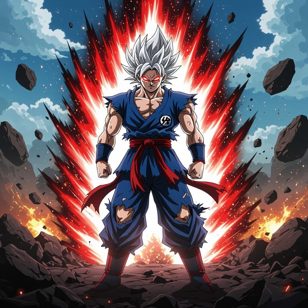Powerful Anime Warrior in Super Saiyan Form