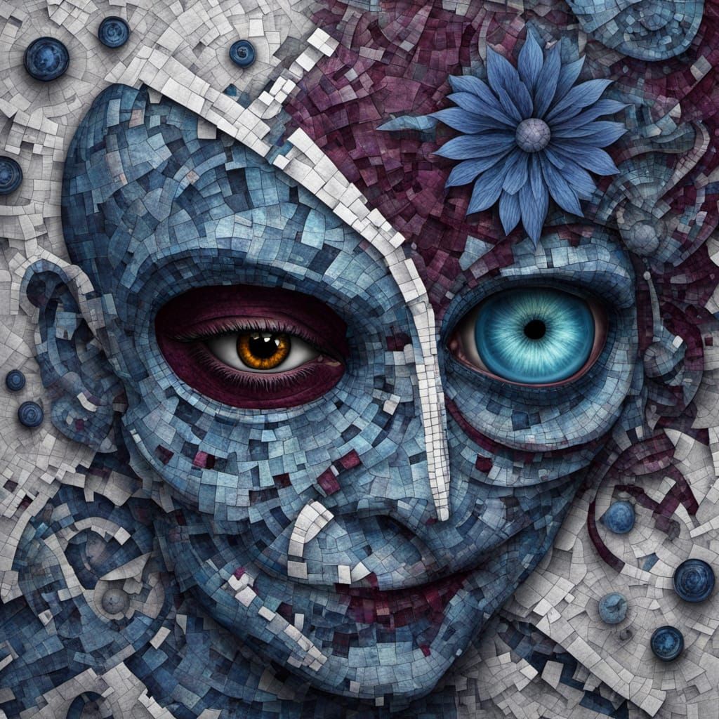 Surreal Aetherpunk Mosaic of Undead Figure
