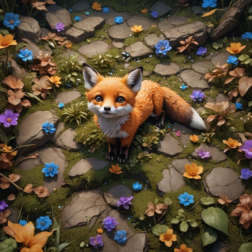 Fantasy Baby Fox with Huge Eyes