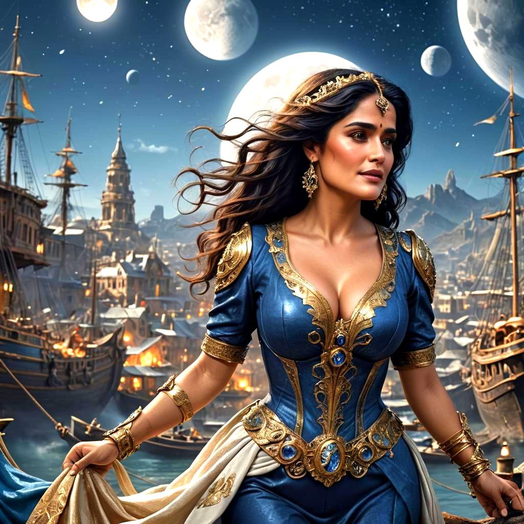 Salma Hayek Inspired Portrait Under Blue Moon
